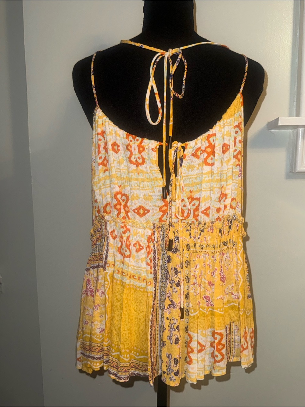 Rachel Zoe Yellow Patchwork Halter Tank Top - Picture 2 of 10